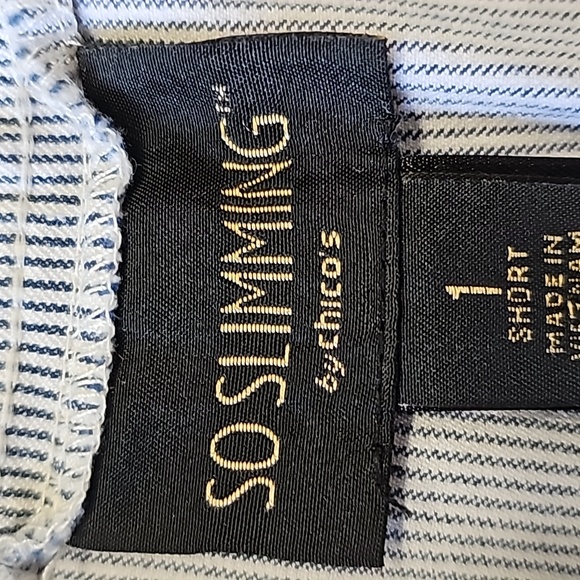 So, Slimming by Chico Bermuda shorts. Size 1. Blue and white Pin striped. - Picture 3 of 7